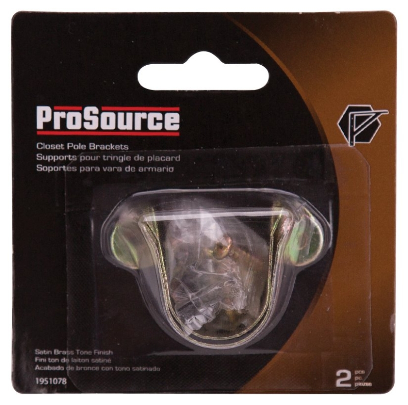 ProSource 33059CZB-PS Closet Pole Bracket, Steel, Satin Brass Tone