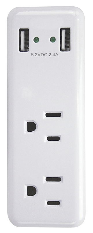 82689 CHARGER USB 2-PORT2.4A 2OUTLET