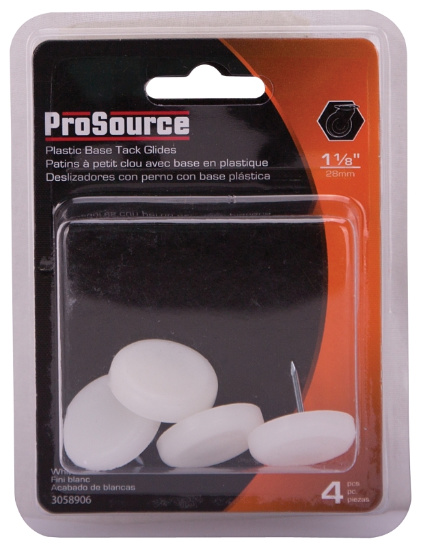 ProSource FE-50305-PS Furniture Glide, Plastic, White, White, 1-1/8 x 1-1/8 x 15/16 in Dimensions