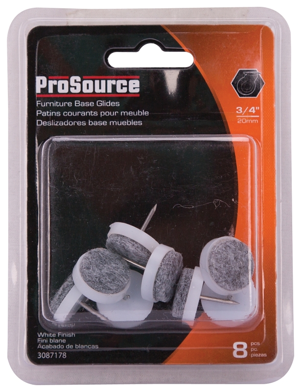 ProSource FE-50320-PS Furniture Glide, Plastic, Gray/White, Gray/White, 3/4 x 3/4 x 15/16 in Dimensions