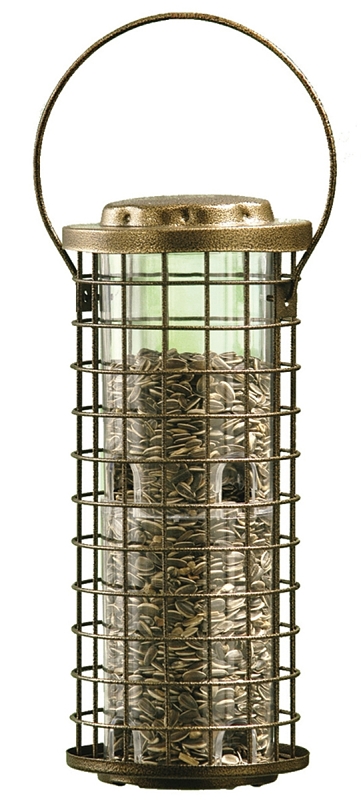 Perky-Pet 114 Squirrel Stumper Feeder, Metal/Plastic, Clear, Antique Gold, Hanging Mounting