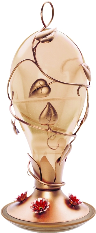 Perky-Pet 8110H-1 Bird Feeder, 32 oz, 4-Port/Perch, Glass/Metal, Beige, 13.2 in H