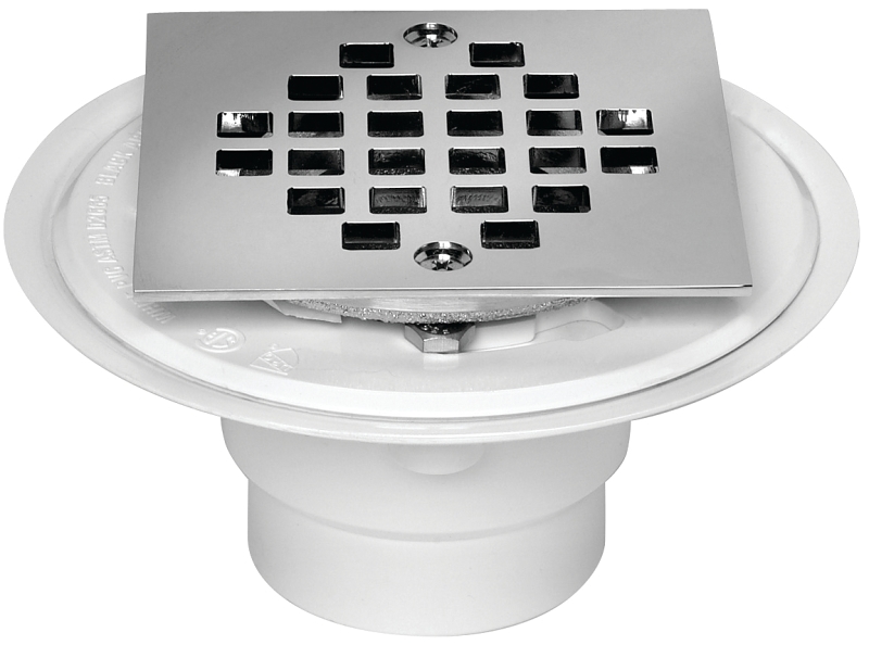Oatey 42237 Shower Drain, PVC, White, Specifications: Solvent Weld Connection, For: 2 in, 3 in Pipes