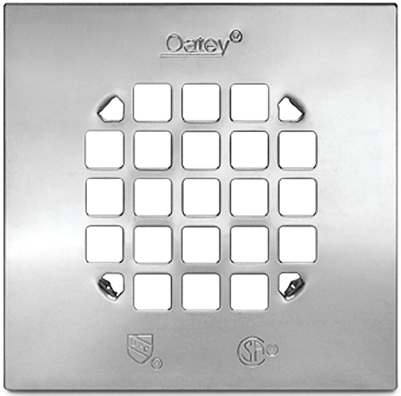 Oatey 130 Series 42336 Square Snap-Tite Strainer with Ring, Stainless Steel, Polished