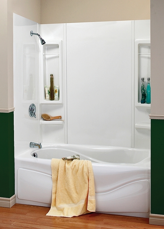 MAAX Finesse 101594-000-129 Bathtub Wall Kit, 59 in H, 61 in W, Polystyrene, White, Glue Up Installation, Smooth Wall