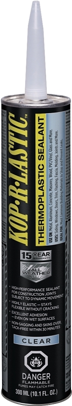 Henry Kop-R-Lastic KL310CLP Synthetic Sealant, Clear, 3 to 7 days Curing,-20 to 160 deg F, 300 mL Cartridge