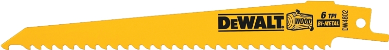 DeWALT DW4802 Reciprocating Saw Blade, 3/4 in W, 6 in L, 6 TPI
