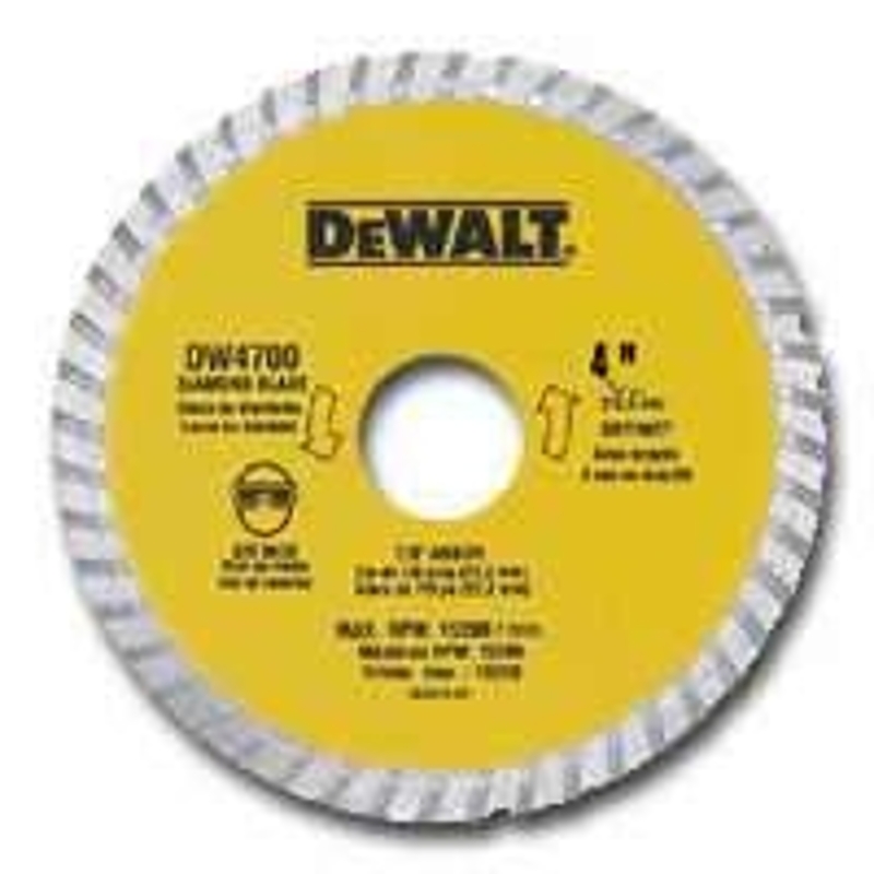 DeWALT DW4700 Circular Blade, 4 in Dia, 5/8 in Arbor, Diamond Cutting Edge, Continuous Rim