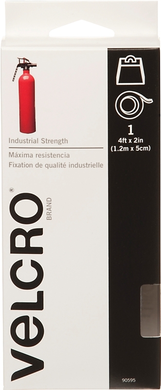 VELCRO Brand 90595 Fastener, 2 in W, 4 ft L, Nylon, White
