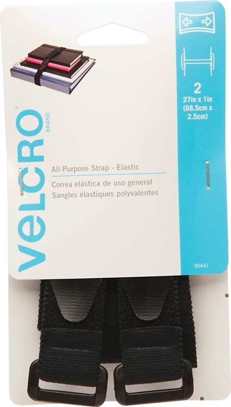 VELCRO Brand 90441 Fastener, 1 in W, 27 in L, Velcro, Black