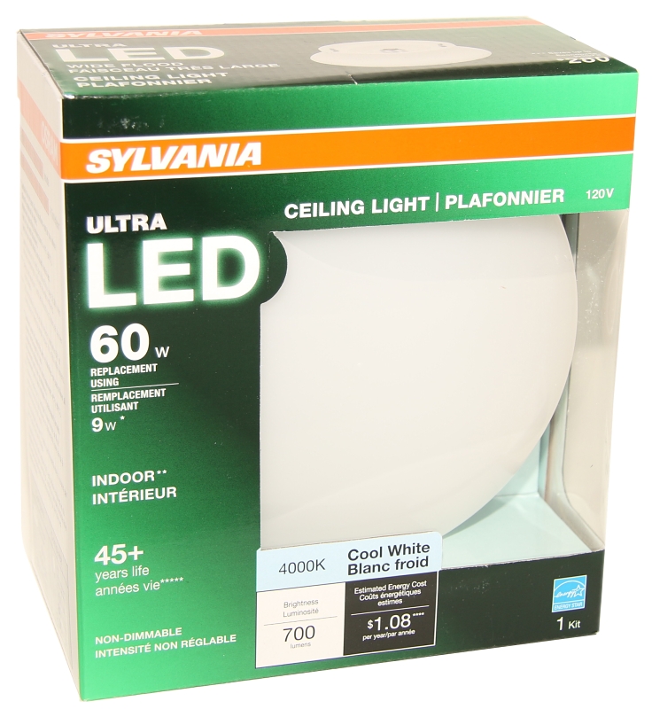 Sylvania 75081 Ceiling Light, Non-Dimmable, Glass
