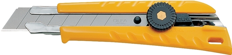 OLFA 5003 Utility Knife, 18 mm W Blade, Stainless Steel Blade, Pistol-Grip Handle, Yellow Handle