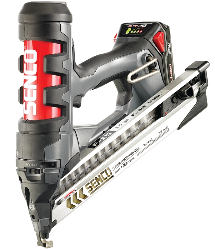 Senco 5N0001N Nailer, Battery Included, 18 V, 1 Ah, 110 Magazine, 34 deg Collation, Paper Tape Collation, 15 ga Nail