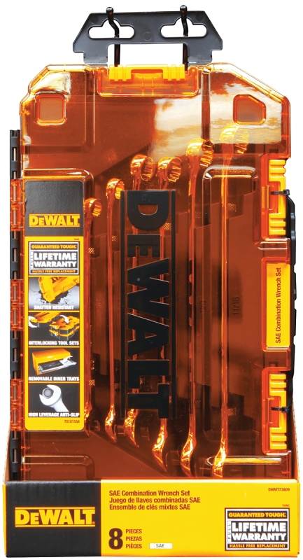 DeWALT DWMT73809 Wrench Set, 8-Piece, Polished Chrome, Specifications: Metric Measurement