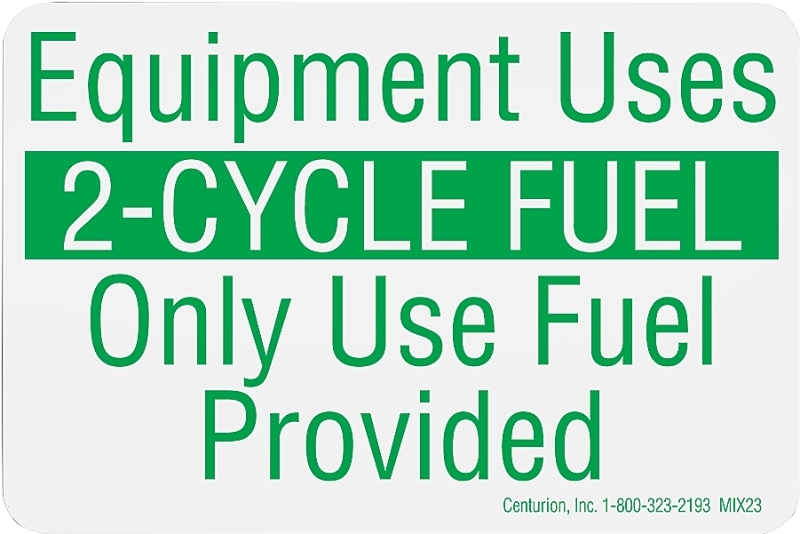 Centurion MIX23 Rental Equipment Decal, 2-CYCLE FUEL, Vinyl