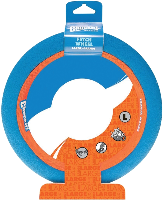 Chuckit! 252301 Dog Toy, Wheel, L, Rubber, Blue/Orange