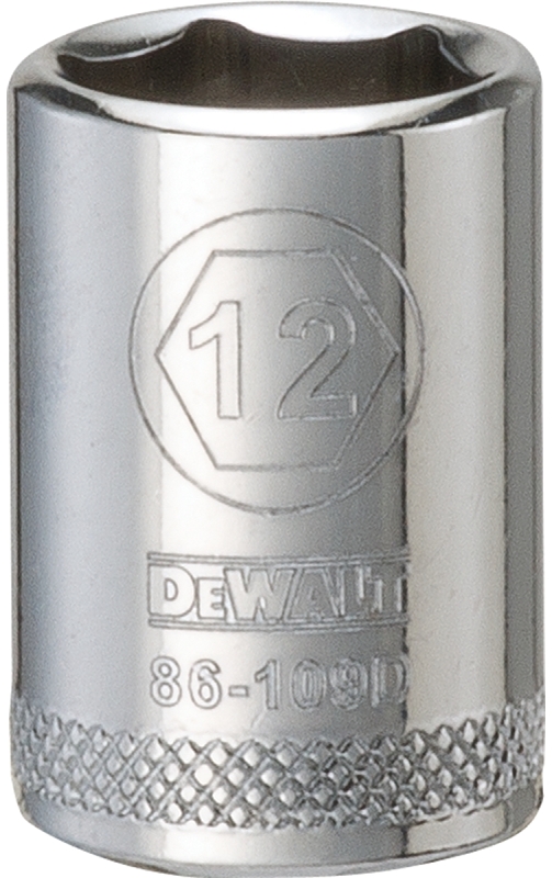 DeWALT DWMT86109OSP Hand Socket, 12 mm Socket, 1/4 in Drive, 6-Point, Vanadium Steel, Polished Chrome