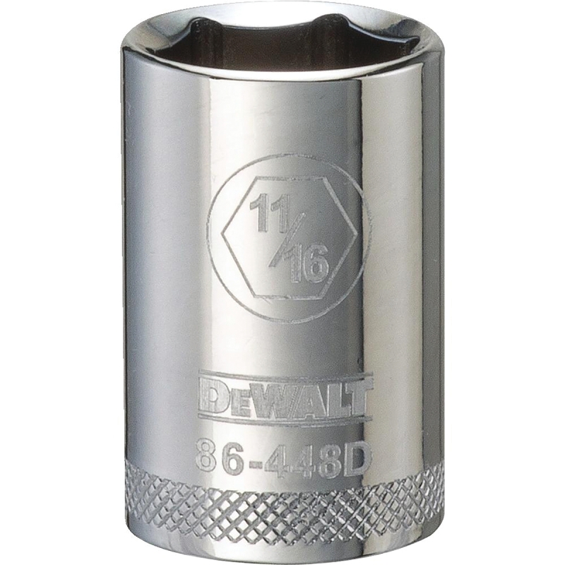 DeWALT DWMT86448OSP Drive Socket, 11/16 in Socket, 1/2 in Drive, 6-Point, Steel, Polished Chrome Vanadium