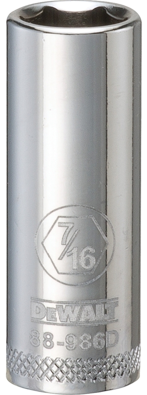 DeWALT DWMT88986OSP Drive Socket, 7/16 in Socket, 3/8 in Drive, 6-Point, Vanadium Steel, Polished Chrome