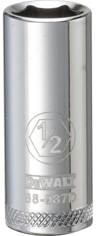 DeWALT DWMT88987OSP Drive Socket, 1/2 in Socket, 3/8 in Drive, 6-Point, Vanadium Steel, Polished Chrome