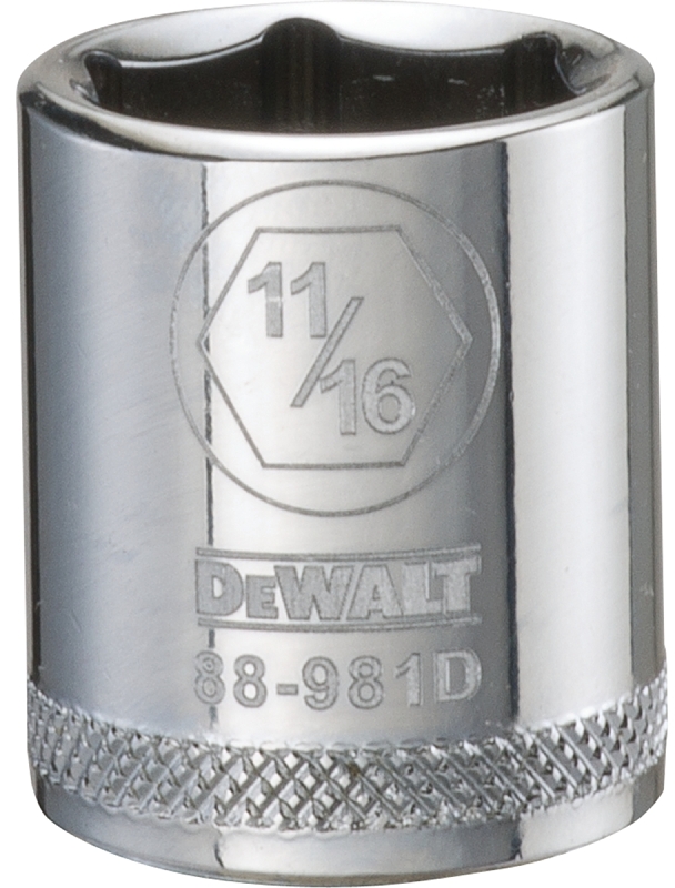 DeWALT DWMT88981OSP Hand Socket, 11/16 in Socket, 3/8 in Drive, 6-Point, Vanadium Steel, Polished Chrome