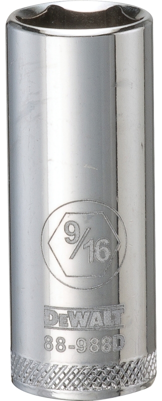 DeWALT DWMT88988OSP Drive Socket, 9/16 in Socket, 3/8 in Drive, 6-Point, Vanadium Steel, Polished Chrome