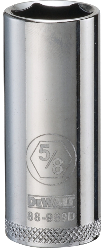 DeWALT DWMT88989OSP Drive Socket, 5/8 in Socket, 3/8 in Drive, 6-Point, Vanadium Steel, Polished Chrome