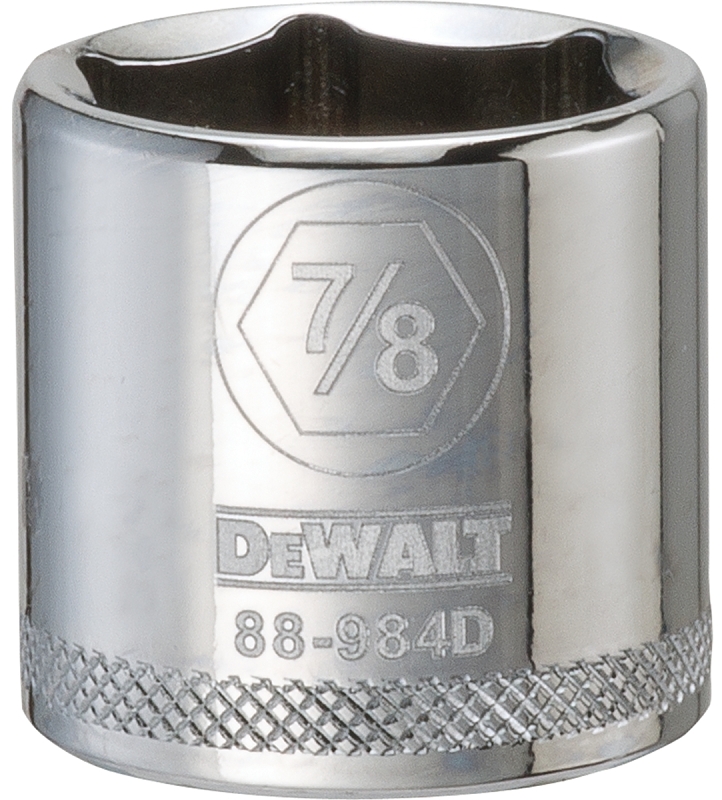 DeWALT DWMT88984OSP Hand Socket, 7/8 in Socket, 3/8 in Drive, 6-Point, Vanadium Steel, Polished Chrome