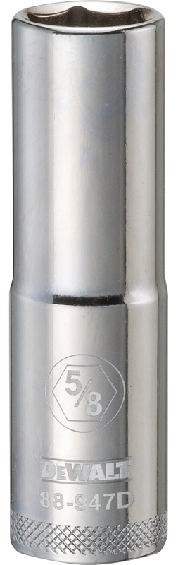 DeWALT DWMT88947OSP Drive Socket, 5/8 in Socket, 1/2 in Drive, 6-Point, Vanadium Steel, Polished Chrome