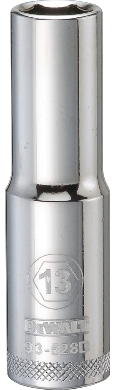 DeWALT DWMT93528OSP Drive Socket, 13 mm Socket, 1/2 in Drive, 6-Point, Vanadium Steel, Polished Chrome