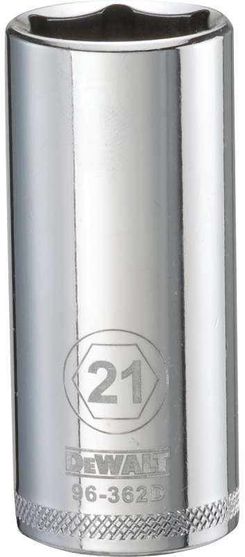 DeWALT DWMT96362OSP Drive Socket, 21 mm Socket, 3/8 in Drive, 6-Point, Vanadium Steel, Polished Chrome