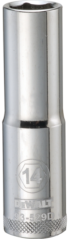 DeWALT DWMT93529OSP Drive Socket, 14 mm Socket, 1/2 in Drive, 6-Point, Vanadium Steel, Polished Chrome