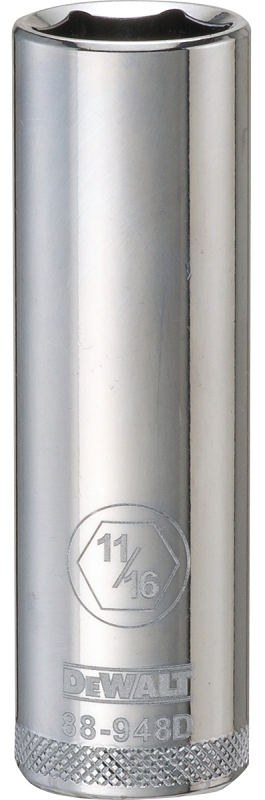 DeWALT DWMT88948OSP Drive Socket, 11/16 in Socket, 1/2 in Drive, 6-Point, Vanadium Steel, Polished Chrome