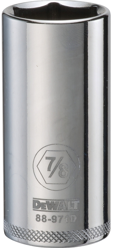 DeWALT DWMT88971OSP Drive Socket, 7/8 in Socket, 3/8 in Drive, 6-Point, Vanadium Steel, Polished Chrome