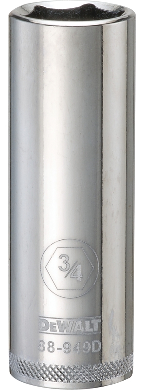 DeWALT DWMT88949OSP Drive Socket, 3/4 in Socket, 1/2 in Drive, 6-Point, Vanadium Steel, Polished Chrome