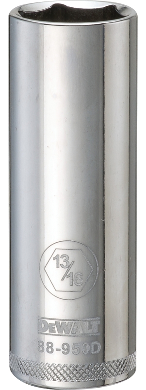 DeWALT DWMT88950OSP Drive Socket, 13/16 in Socket, 1/2 in Drive, 6-Point, Vanadium Steel, Polished Chrome