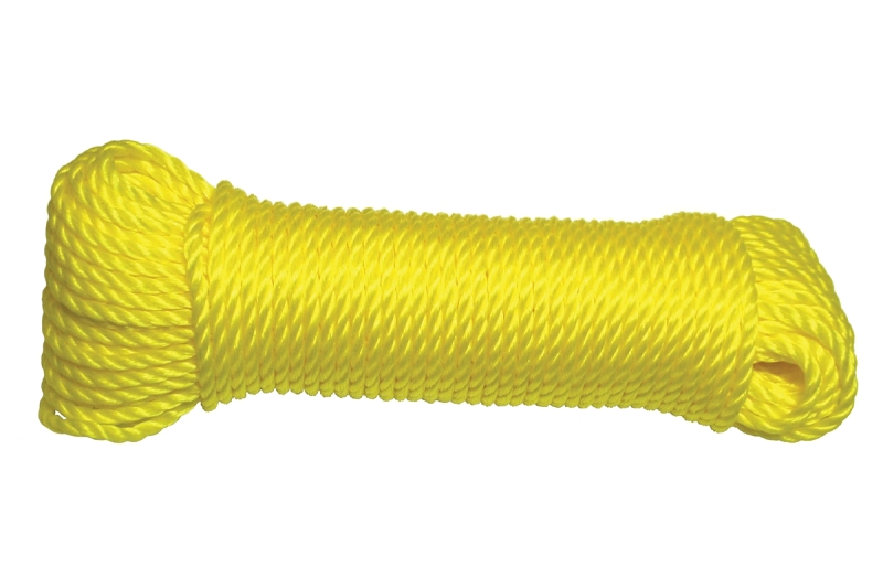 Ben-Mor 60160 Rope, Twisted Rope Construction, 1/4 in Dia, 50 ft L, Polypropylene, Yellow