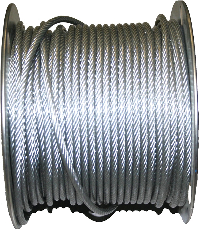 Ben-Mor 82414 Series Cable, 7 x 19 Strands, 250 ft L, Galvanized/PVC-Coated
