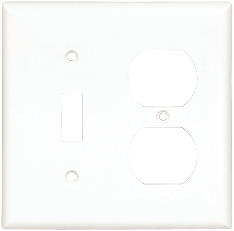 Eaton Cooper Wiring 2138W-BOX Combination Wallplate, 4-1/2 in L, 4.56 in W, 2 -Gang, Thermoset, White, High-Gloss