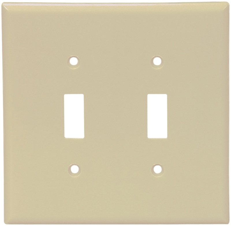 Eaton Wiring Devices 2139V-BOX Wallplate, 4-1/2 in L, 4-9/16 in W, 2 -Gang, Thermoset, Ivory, High-Gloss