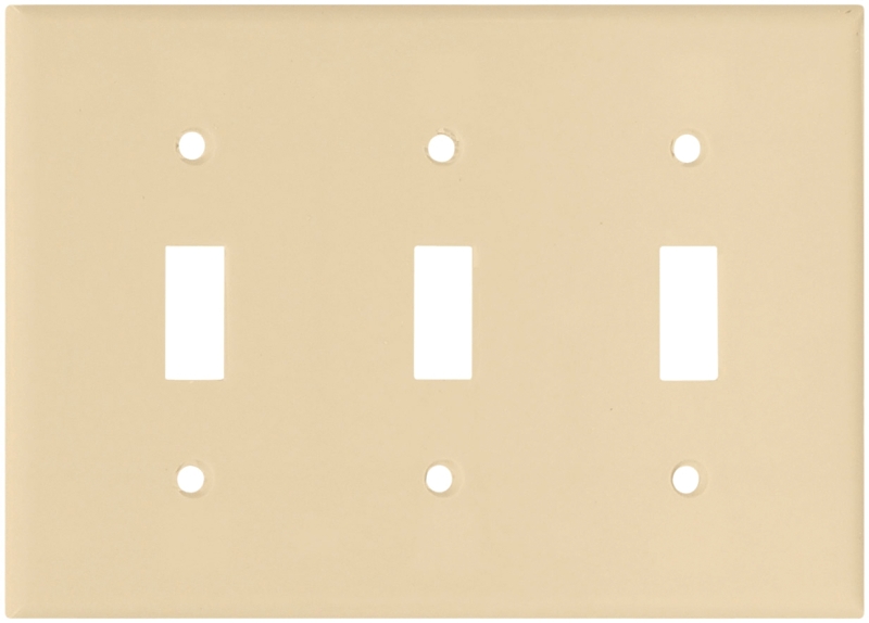 Eaton Wiring Devices 2141V-BOX Wallplate, 4-1/2 in L, 6.37 in W, 3 -Gang, Thermoset, Ivory, High-Gloss