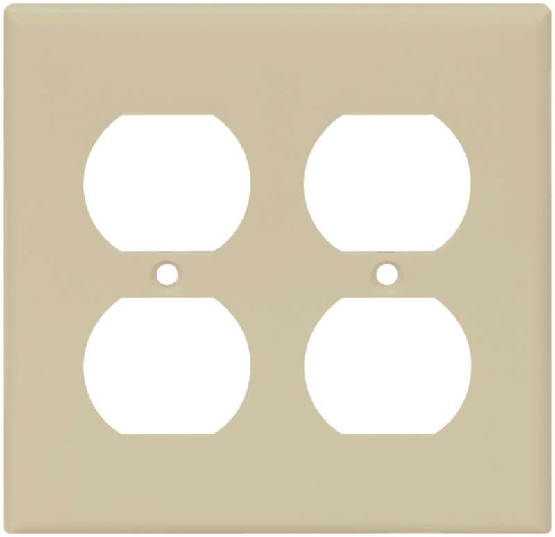 Eaton Wiring Devices 2150V-BOX Receptacle Wallplate, 4-1/2 in L, 4-9/16 in W, 2 -Gang, Thermoset, Ivory