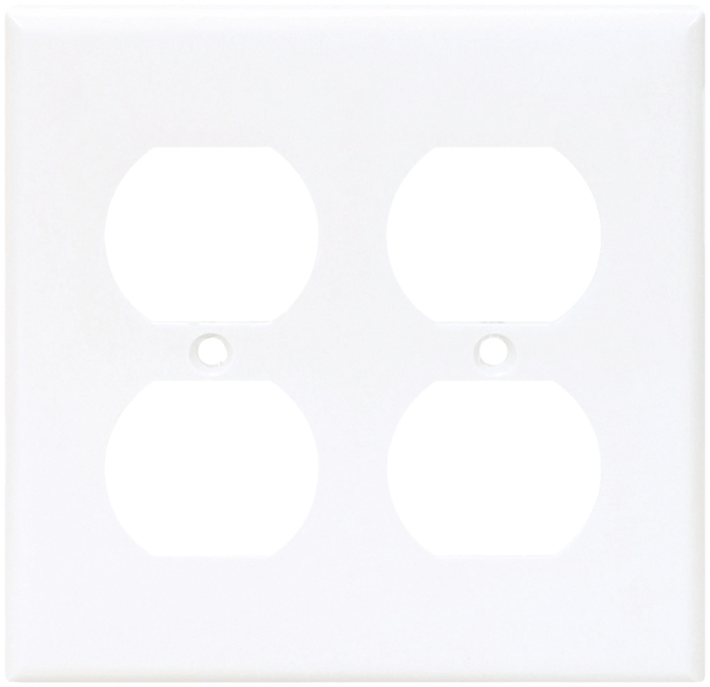 Eaton Wiring Devices 2150W-BOX Receptacle Wallplate, 4-1/2 in L, 4-9/16 in W, 2 -Gang, Thermoset, White