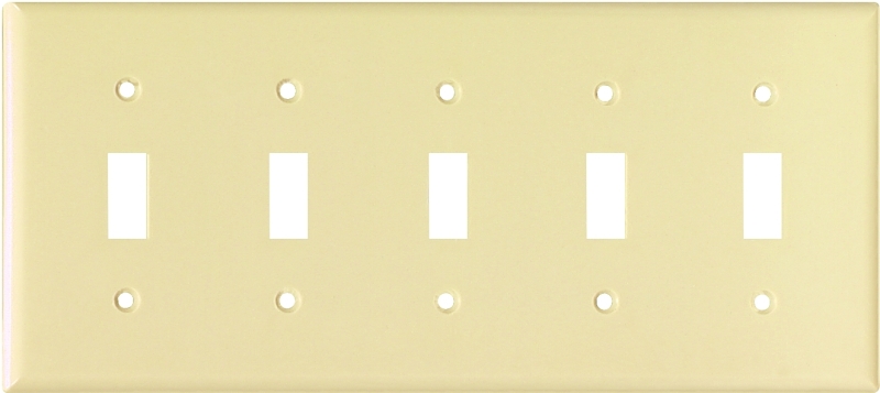 Arrow Hart 2155V Switch Wallplate, 5 -Gang, Thermoset, Ivory