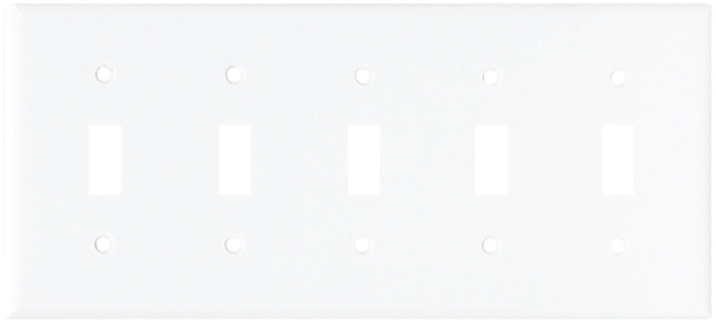 Arrow Hart 2155W-BOX Wallplate, 4-1/2 in L, 10 in W, 5-Gang, Thermoset, White