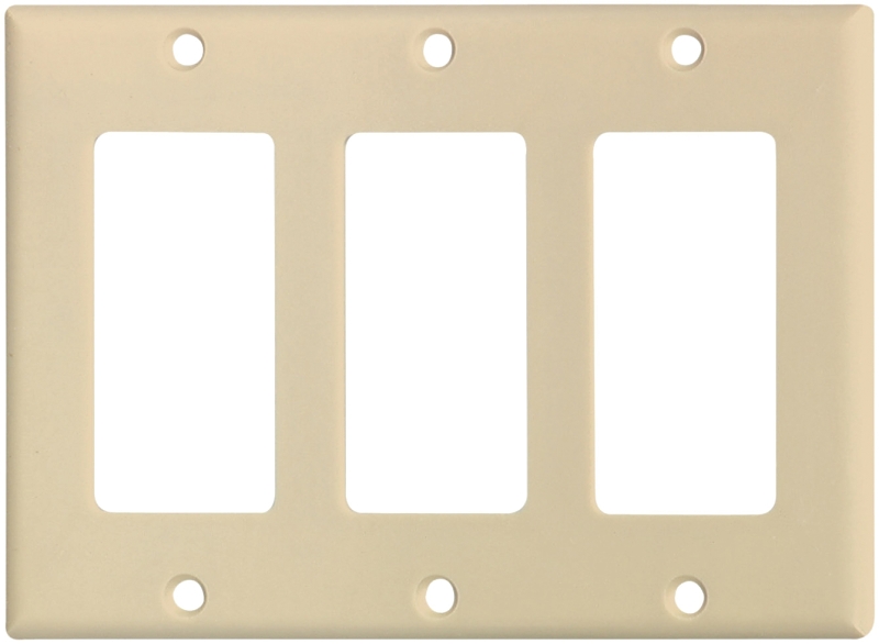 Eaton Cooper Wiring 2163 2163V-BOX Wallplate, 4-1/2 in L, 6.37 in W, 3 -Gang, Thermoset, Ivory, High-Gloss