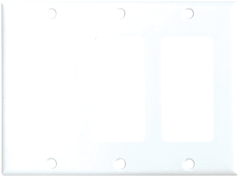 EATON 2163W-BOX Wallplate, 4-1/2 in L, 3-3/8 in W, 3 -Gang, Thermoset, White, High-Gloss