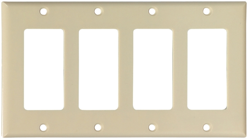 Eaton Cooper Wiring 2164 2164V-BOX Wallplate, 4-1/2 in L, 8.19 in W, 4 -Gang, Thermoset, Ivory, High-Gloss