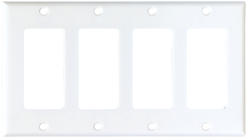 Eaton Cooper Wiring 2164W-BOX Wallplate, 4-1/2 in L, 8.19 in W, 4 -Gang, Thermoset, White, High-Gloss