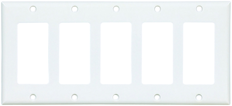Eaton Wiring Devices 2165W-BOX Wallplate, 4-1/2 in L, 10 in W, 5 -Gang, Thermoset Plastic, White